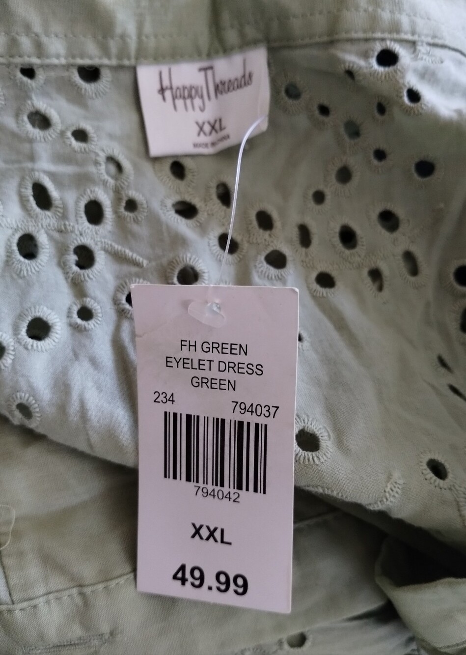 Light Sage Eyelet Button-Front Tiered Maxi Dress - Picture 2 of 5